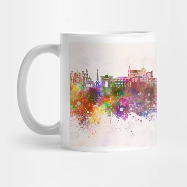 Cordoba skyline in watercolor background by PaulrommerArt